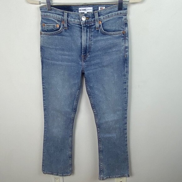 RE/DONE Levis Kick Flare Jeans MID90s High Rise Size 25 Blue Denim 90s High Rise - Picture 12 of 14